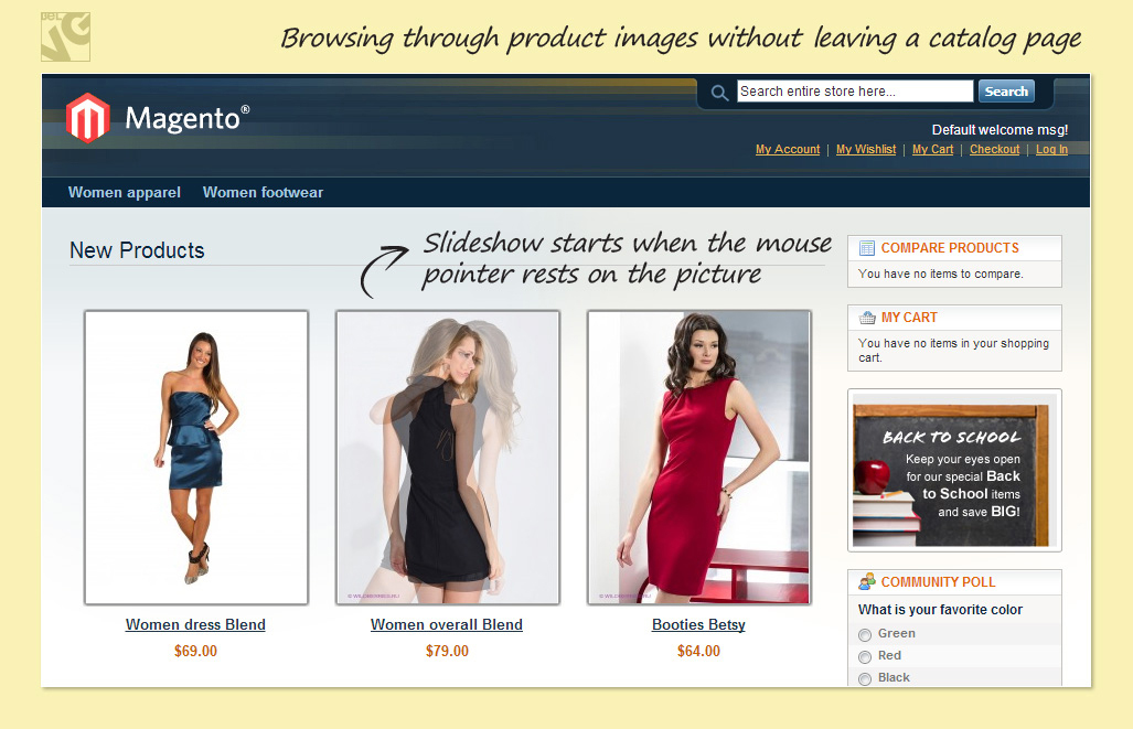 Browsing through product images without leaving a catalog page
