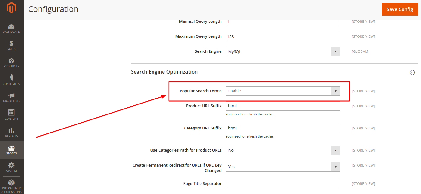 Search Settings in Magento 2.0