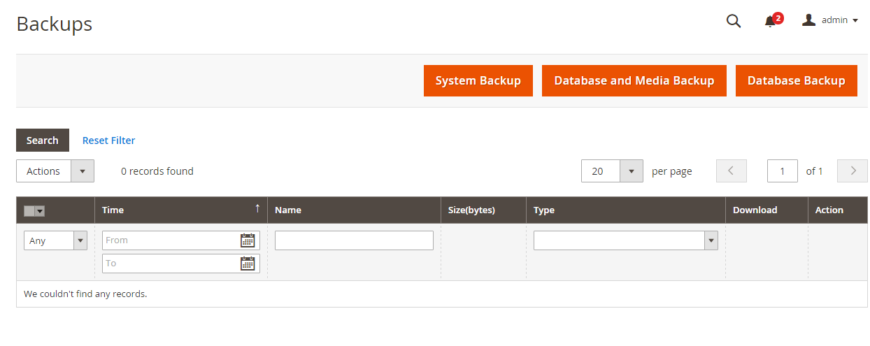 Backups in Magento 2.0