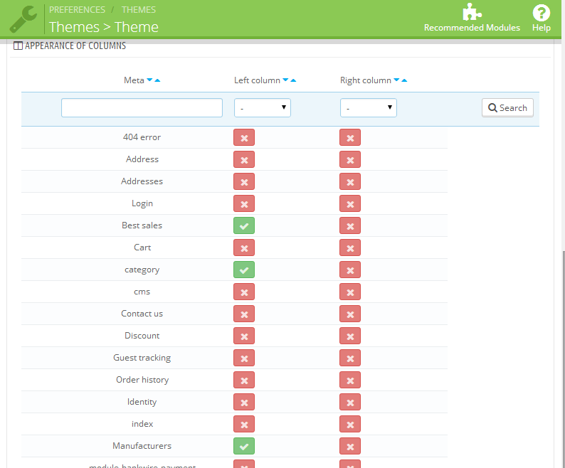2prestashop 1 6 theme hints columns management