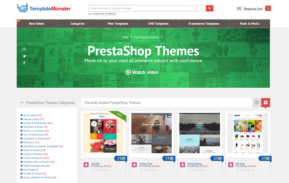 PrestaShop Themes from the TemplateMonster Collection