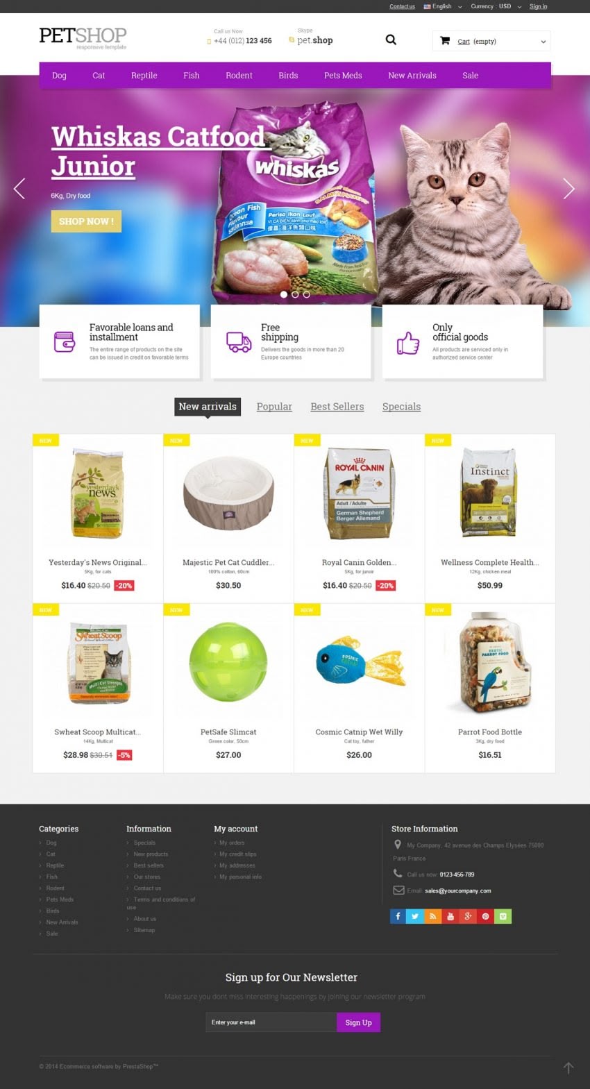 Big Day Release: Pet Shop Prestashop 1.6 Responsive Template 1 Pet Shop 850x1569