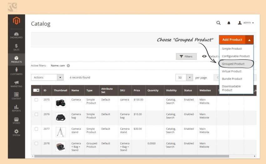 How to Create Grouped products in Magento 2.0