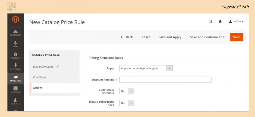 Catalog Price Rules Section in Magento 2.0 screen 43 850x391