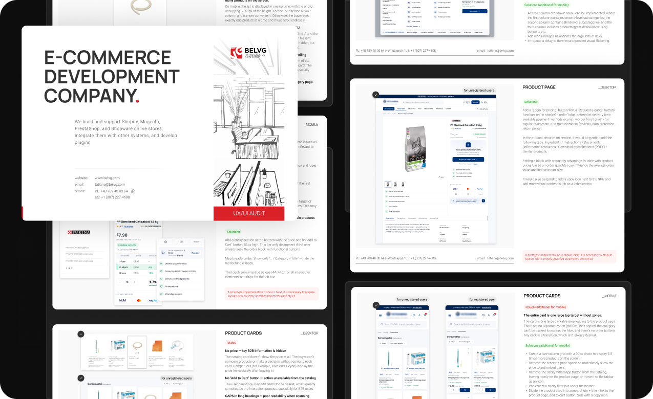 UX audit report example for an ecommerce site