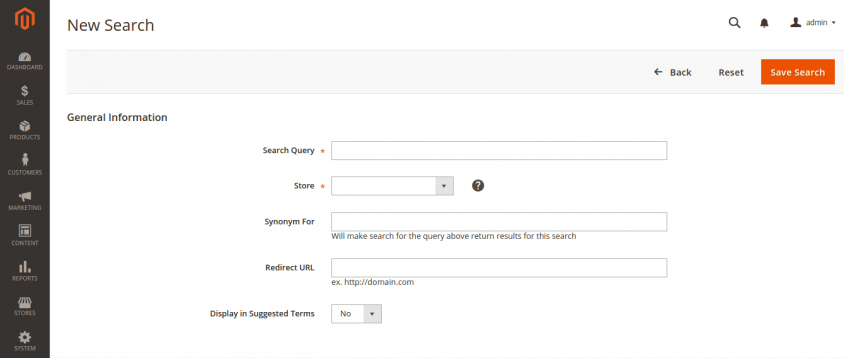 Search Terms Configuration in Magento 2.0 Search Terms Configuration in Magento 2.0