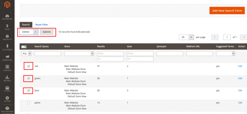 Search Terms Configuration in Magento 2.0 Search Terms Configuration in Magento 2.0
