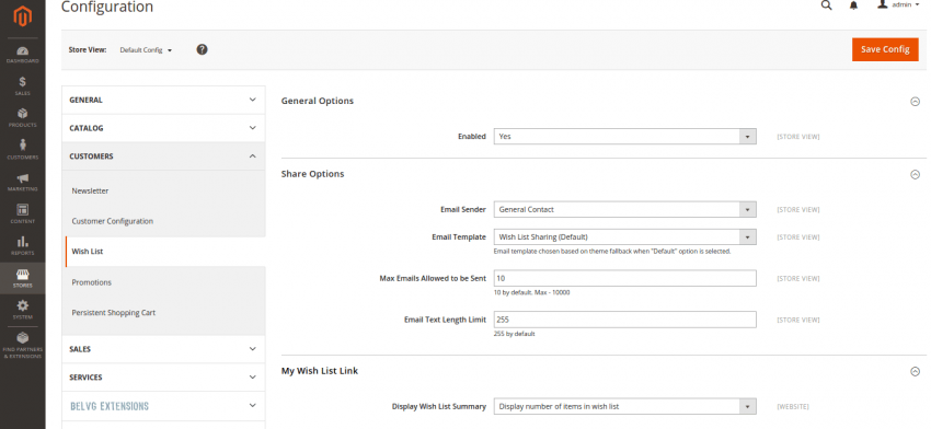 Wish List Configuration in Magento 2.0