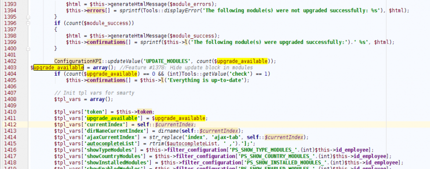 How to hide notifications about modules' updates in Prestashop