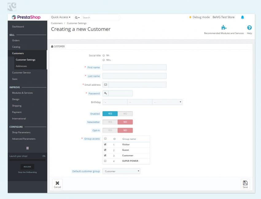 Customers and Customer groups in Prestashop 1.7