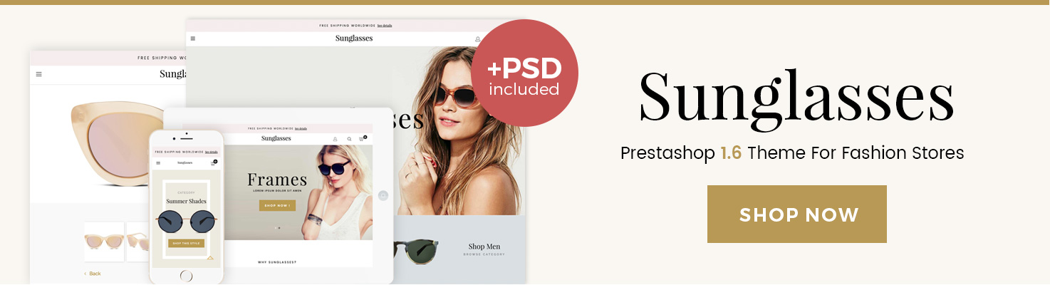 Big Day Release: Prestashop 1.6 Sunglasses Responsive Template