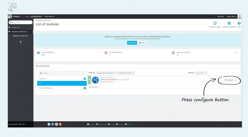 Prestashop 1.6 Social Buttons