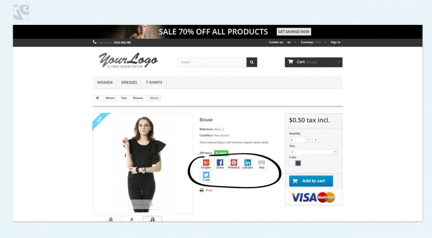 Prestashop 1.6 Social Buttons
