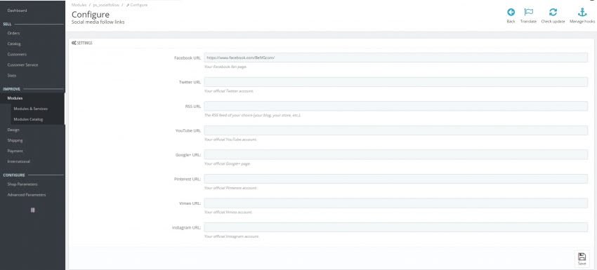 How to Add Social Media Icons and Share Buttons in Prestashop 1.7