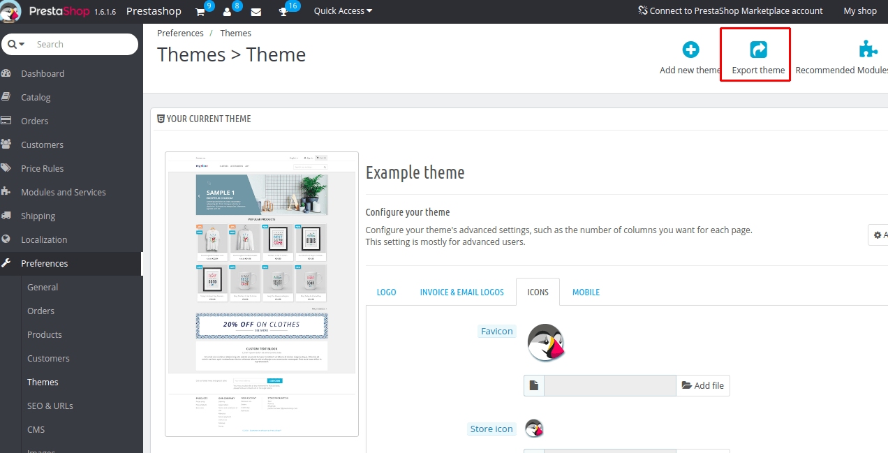 Export current theme 2