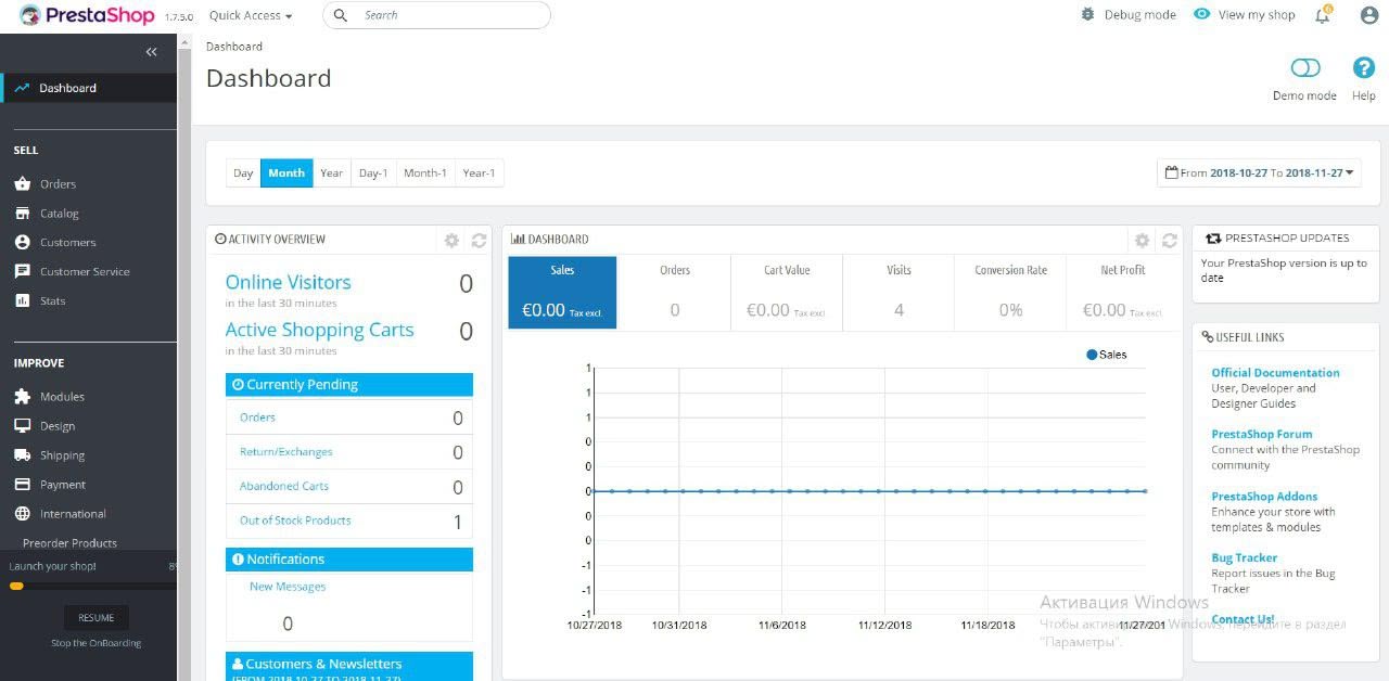 how does magento 1.7.5 dashboard looks