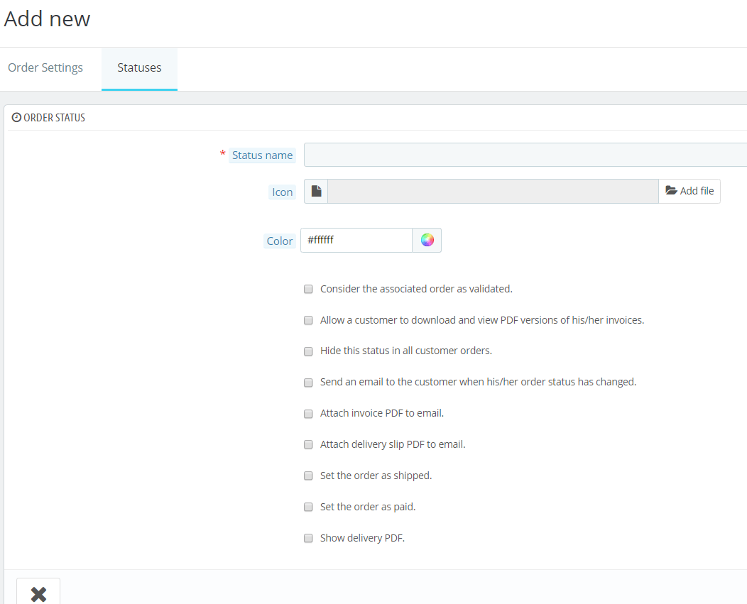 Prestashop 1.7.5 add new status