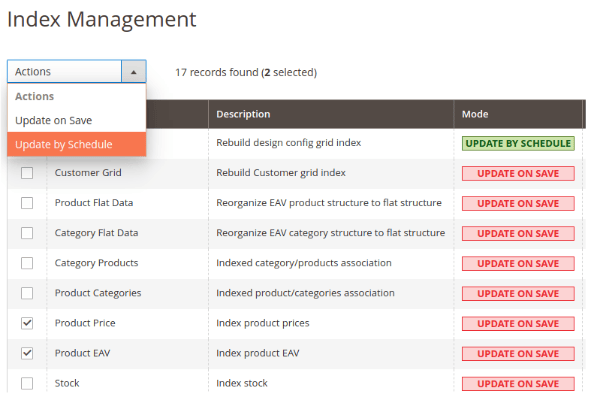 magento index management reindex magento 2