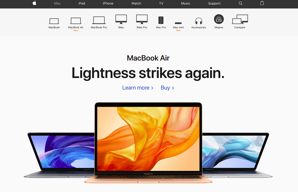 Subcategories Apple example