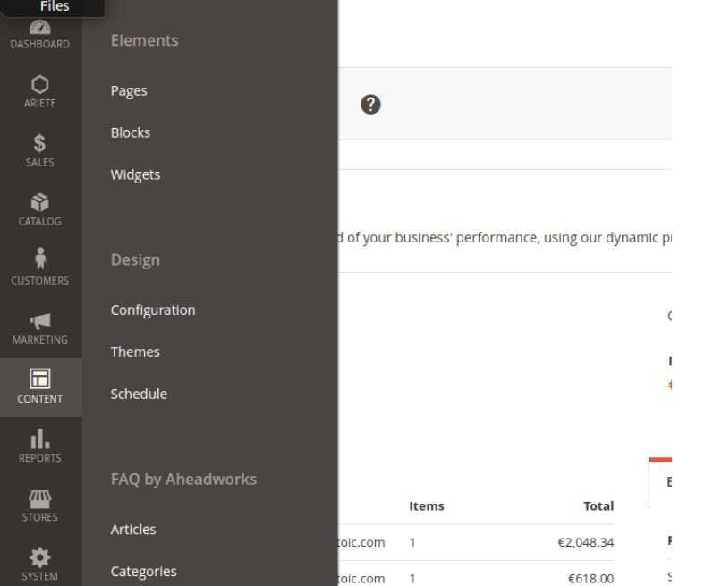 content magento 2