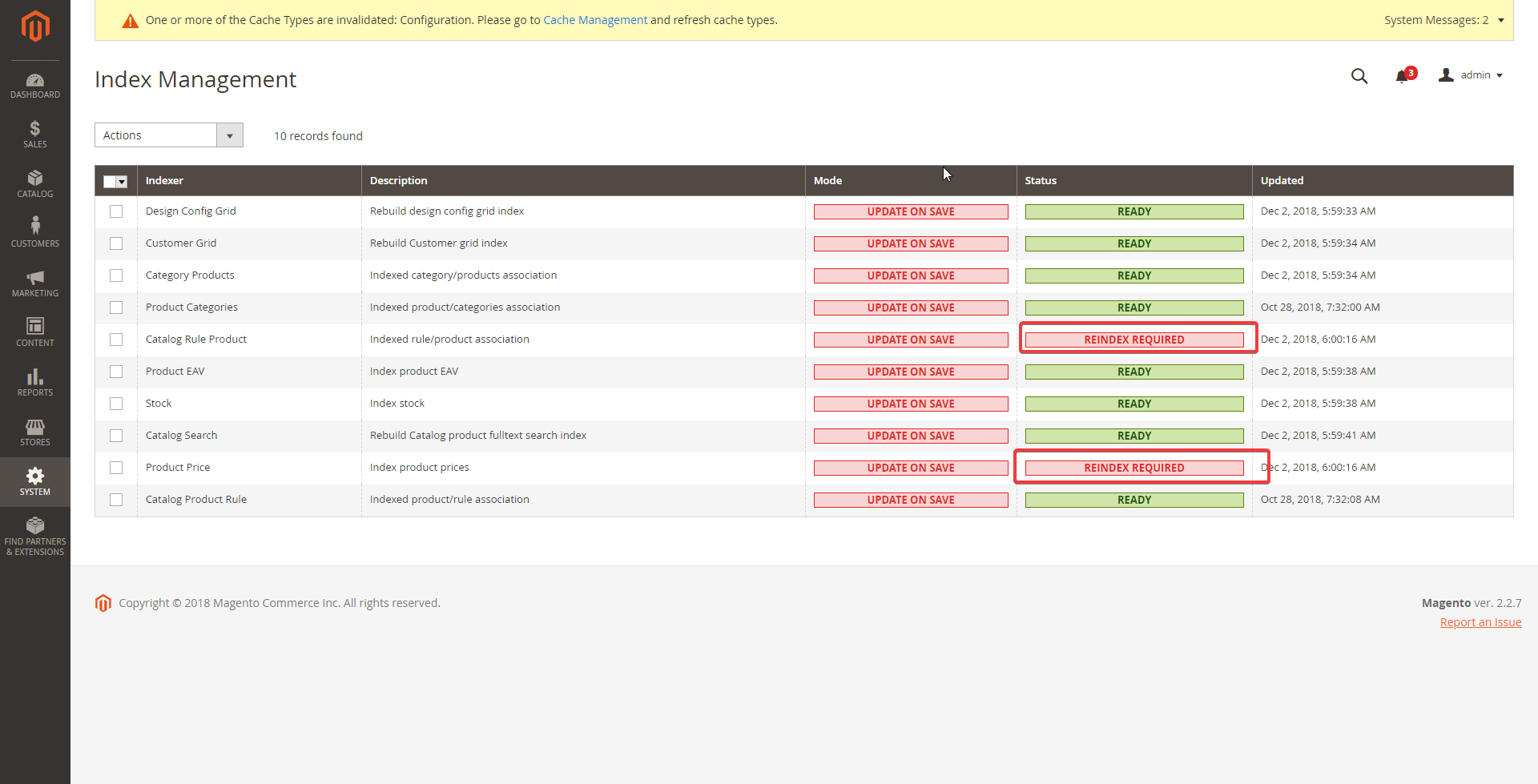 index management magento 2