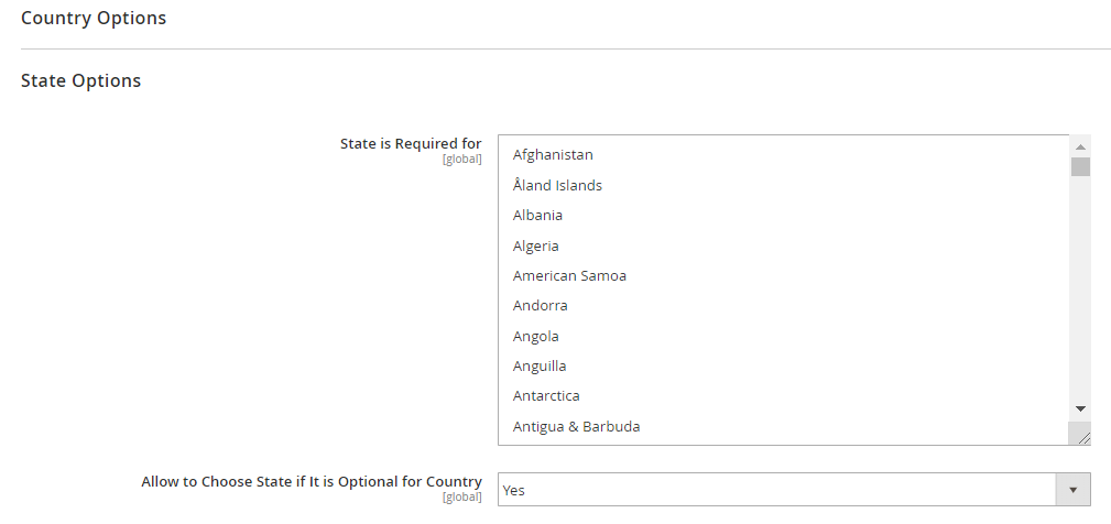 magento 2 store country option
