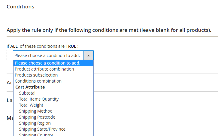 conditions selection