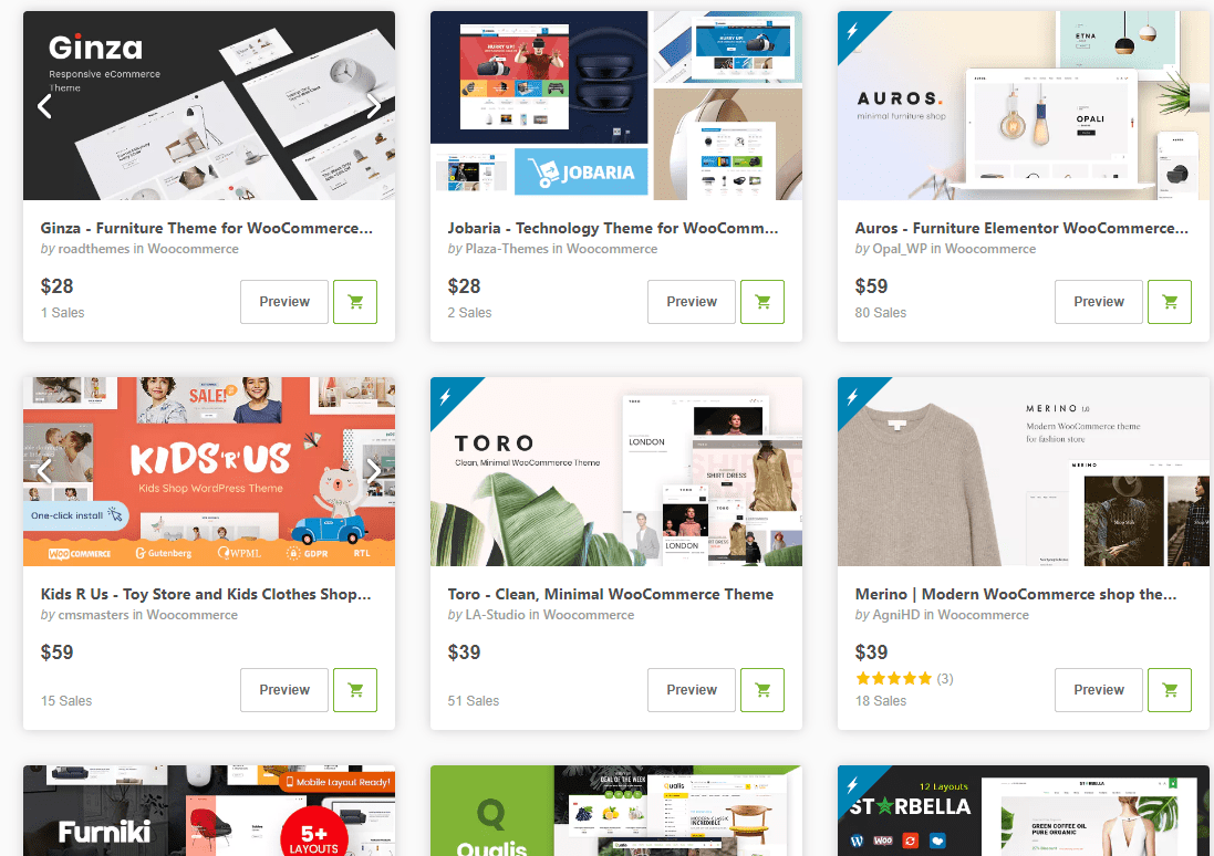 themes selection woocommerce