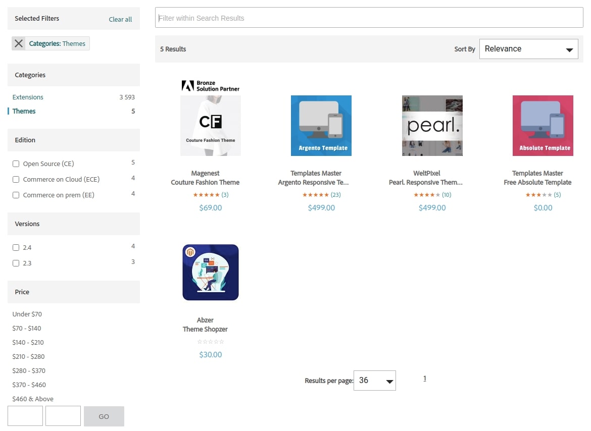 Official magento marketplace themes