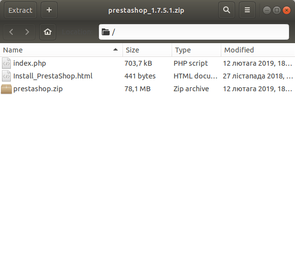 Extract the files from the downloaded archive