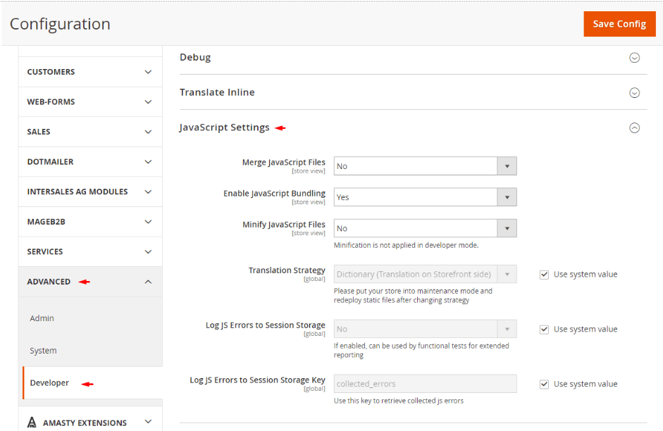 How to Configure JavaScript Merging and Minify in the Admin UI in Magento magento configuration