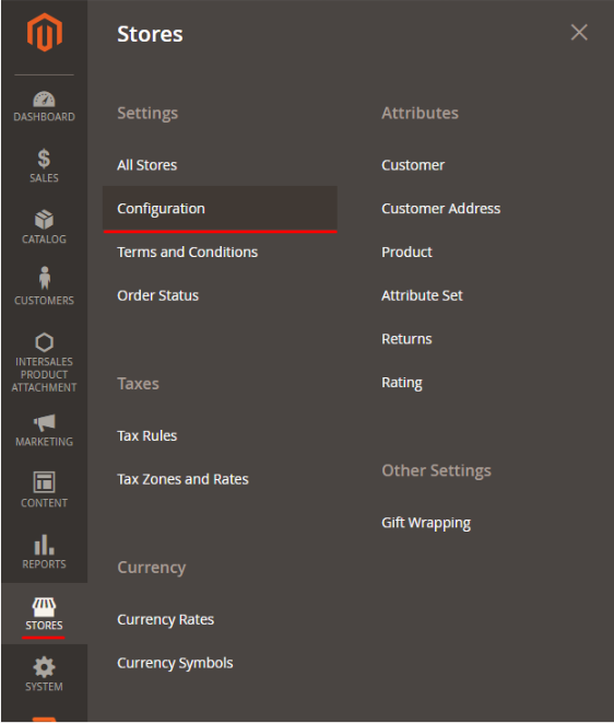 Stores configuration magento