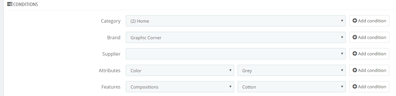 conditions catalog price rules