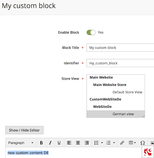 modified custom language block