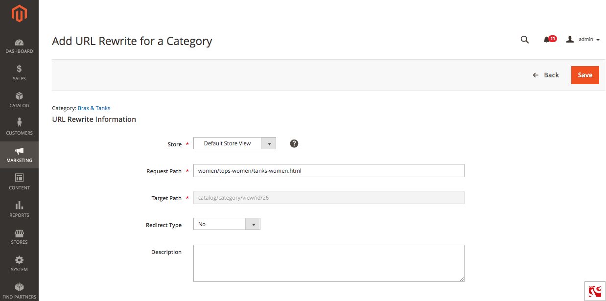 How to Create Magento 2 Redirect URL add url rewrite for a category