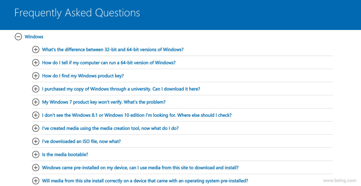 Microsoft FAQ page