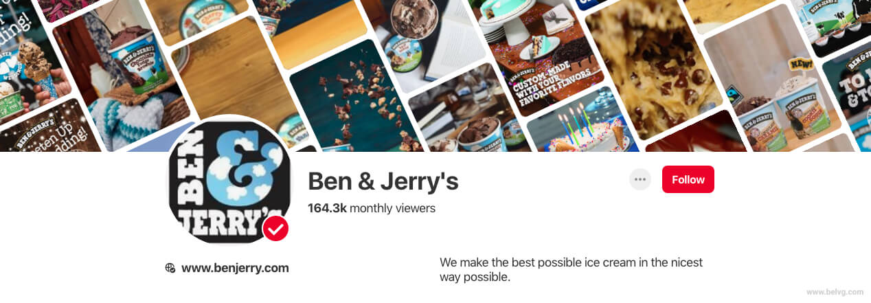 Pinterest Business Account Ben & Jerry's