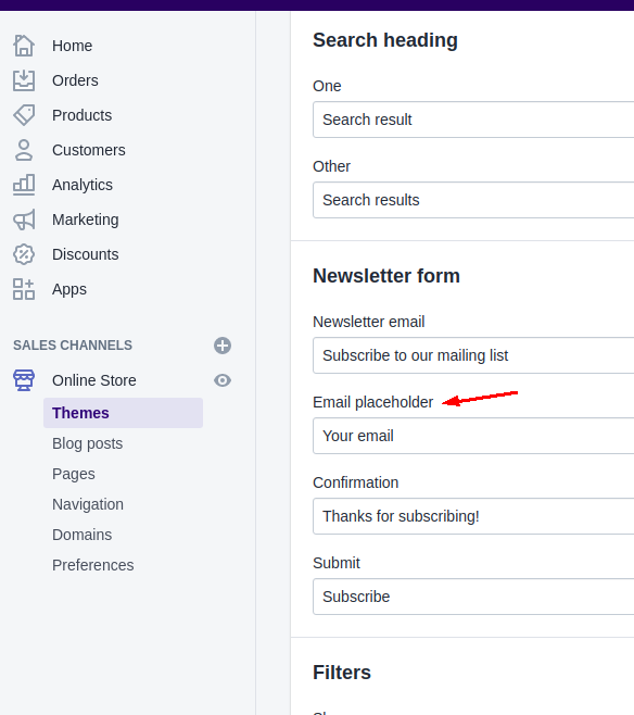 how to remove powered by shopify from footer newsletter configuration