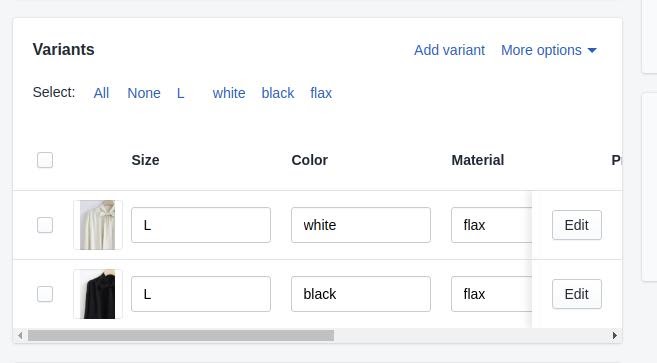 how to separate shopify product variants