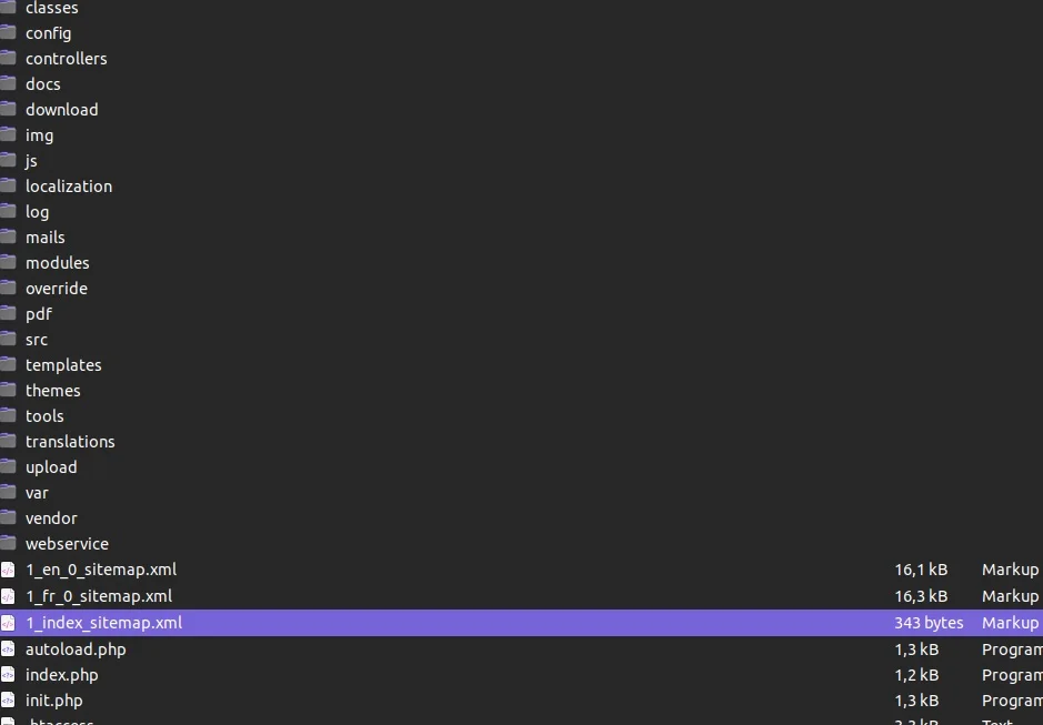 How To Generate A Sitemap In PrestaShop 8 & Add it to Google Search Console step 2 files