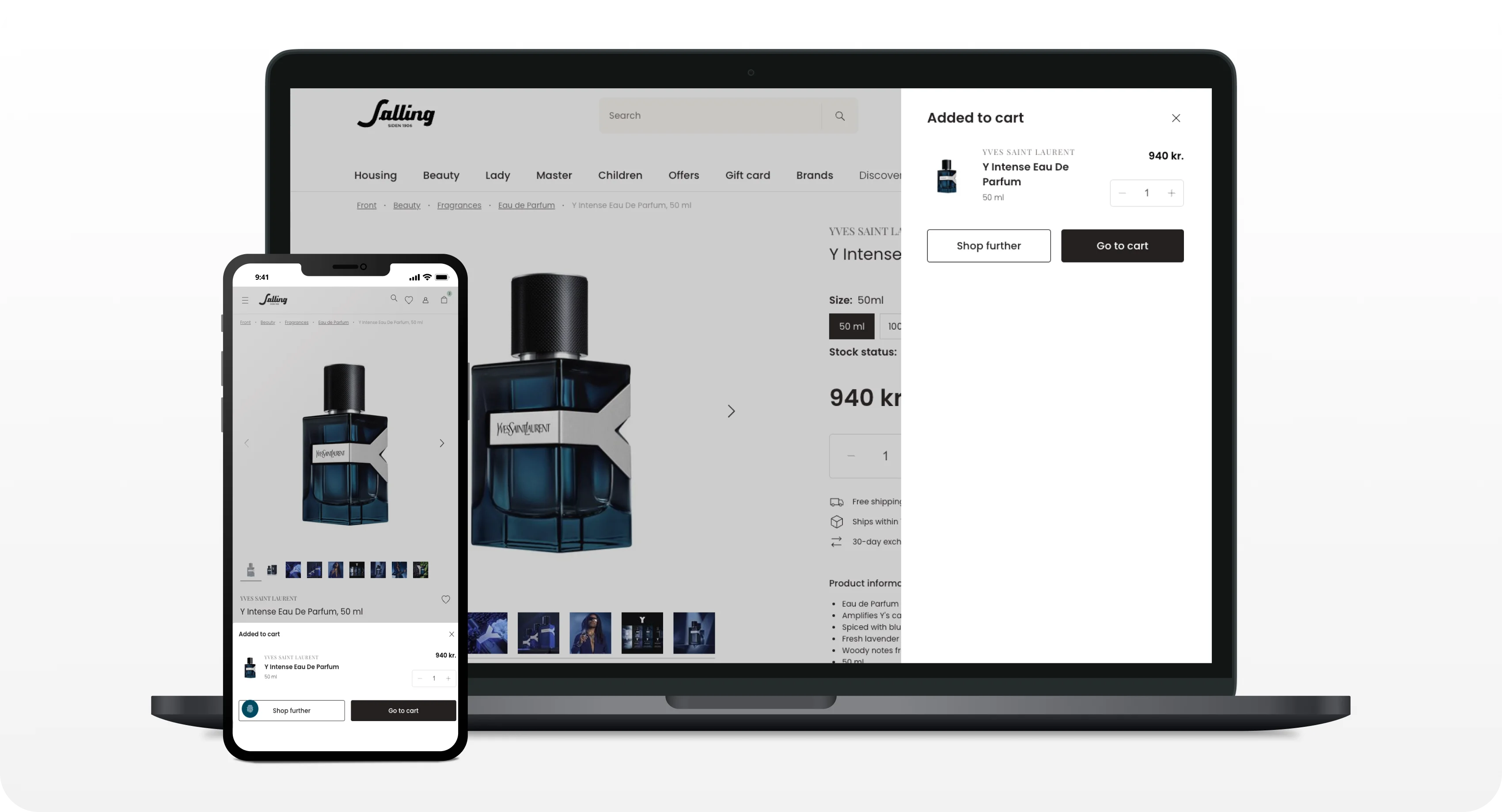 Product list with visible cart access
