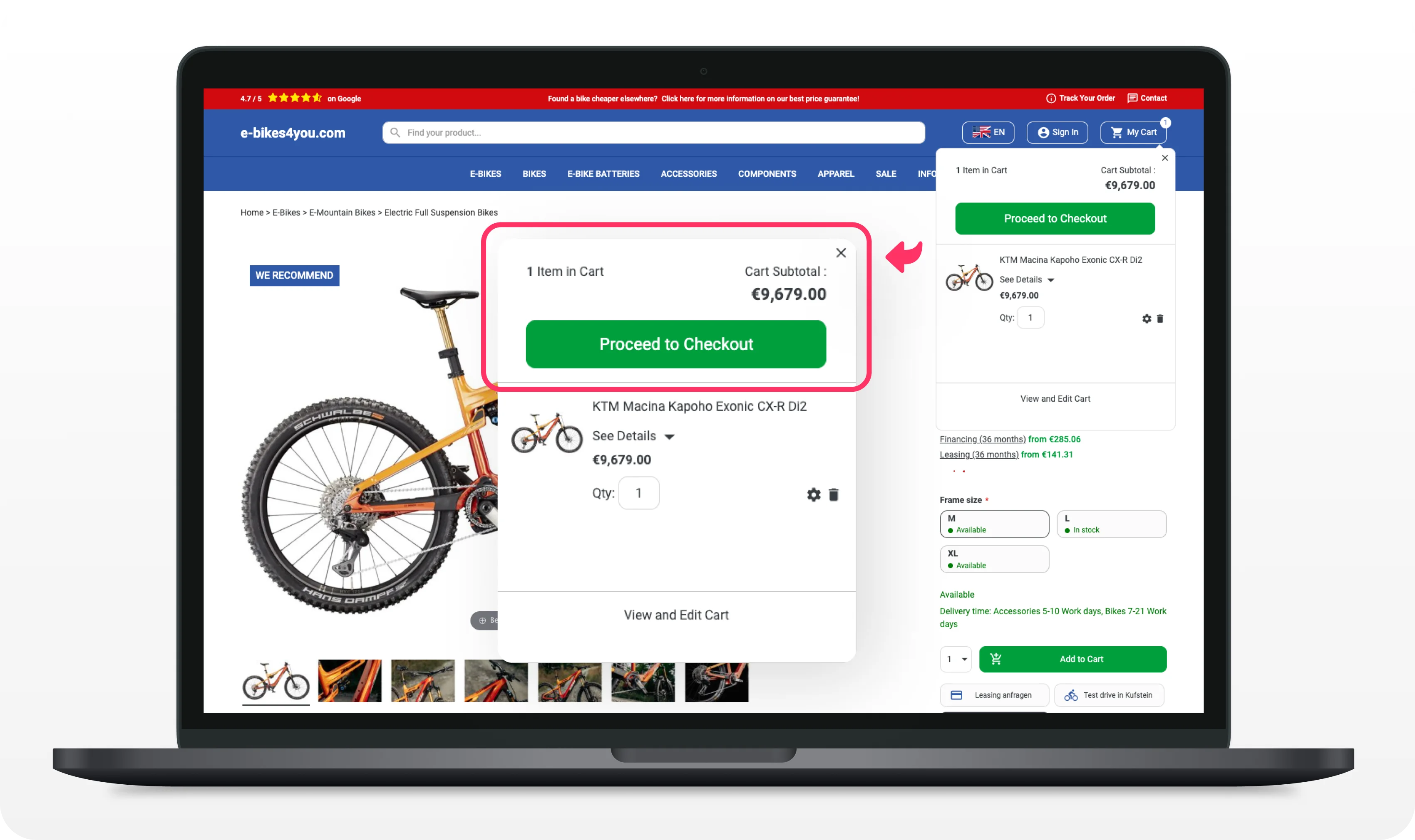 Checkout screen with one-click payment option