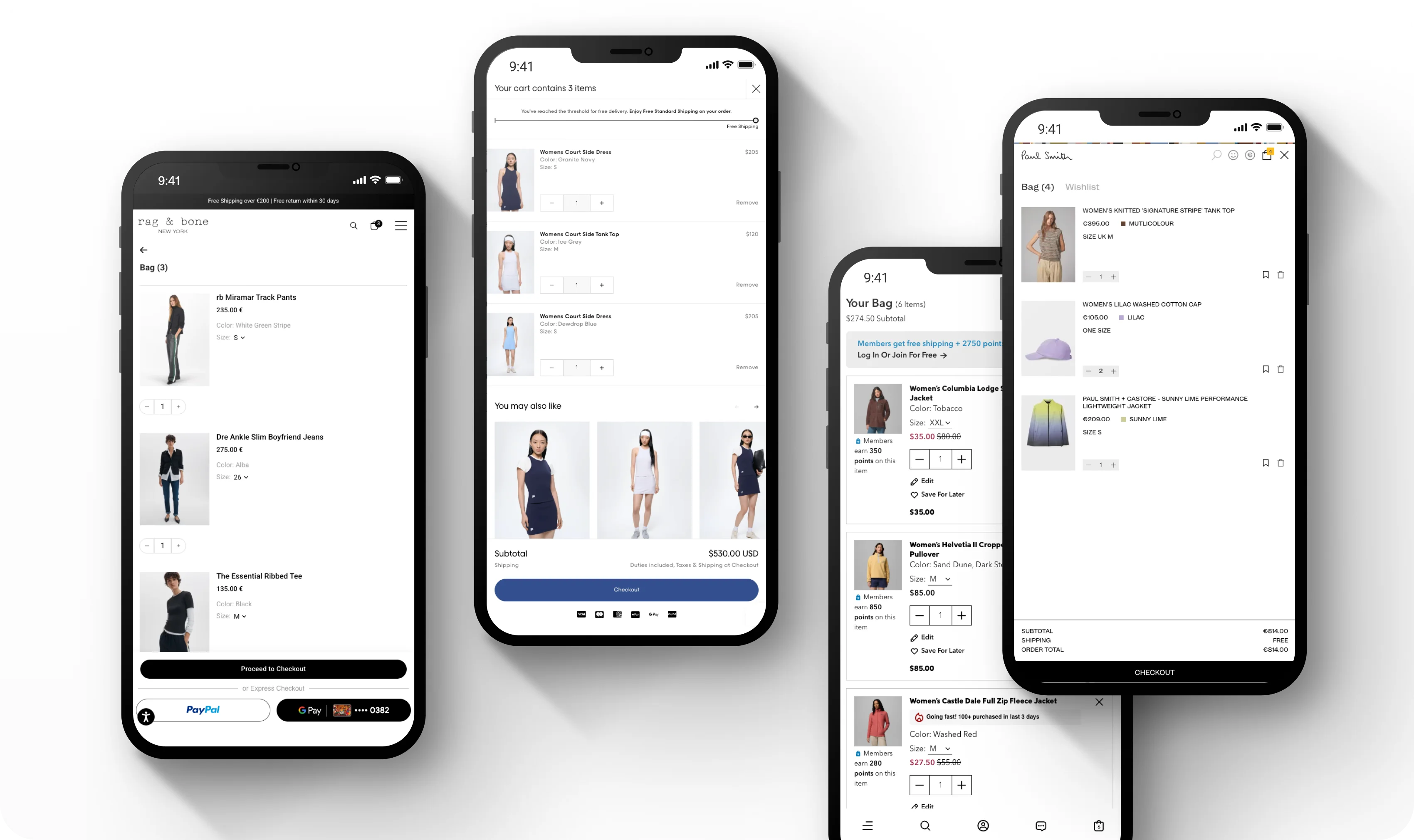 Mobile cart with clear single-row layout and easy edits
