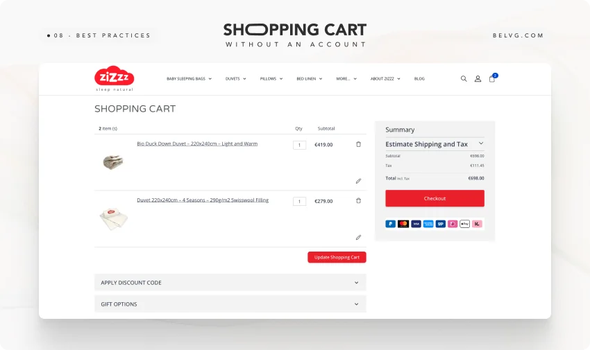 shopping cart ui