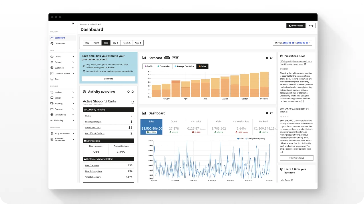 New version of PrestaShop 9 admin