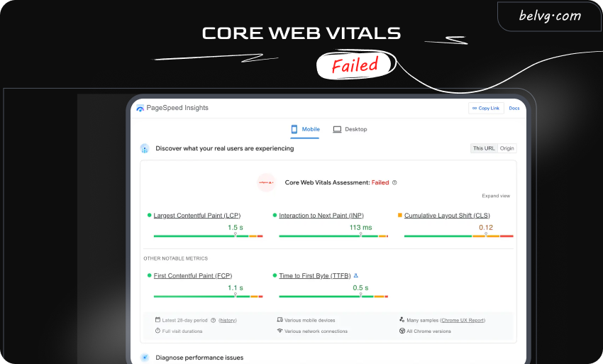 Webpage loads slow - Core Web Vitals fail
