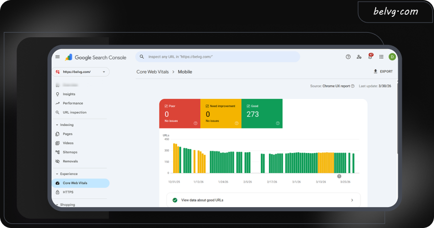 GSC Core Web Vitals overview: mobile